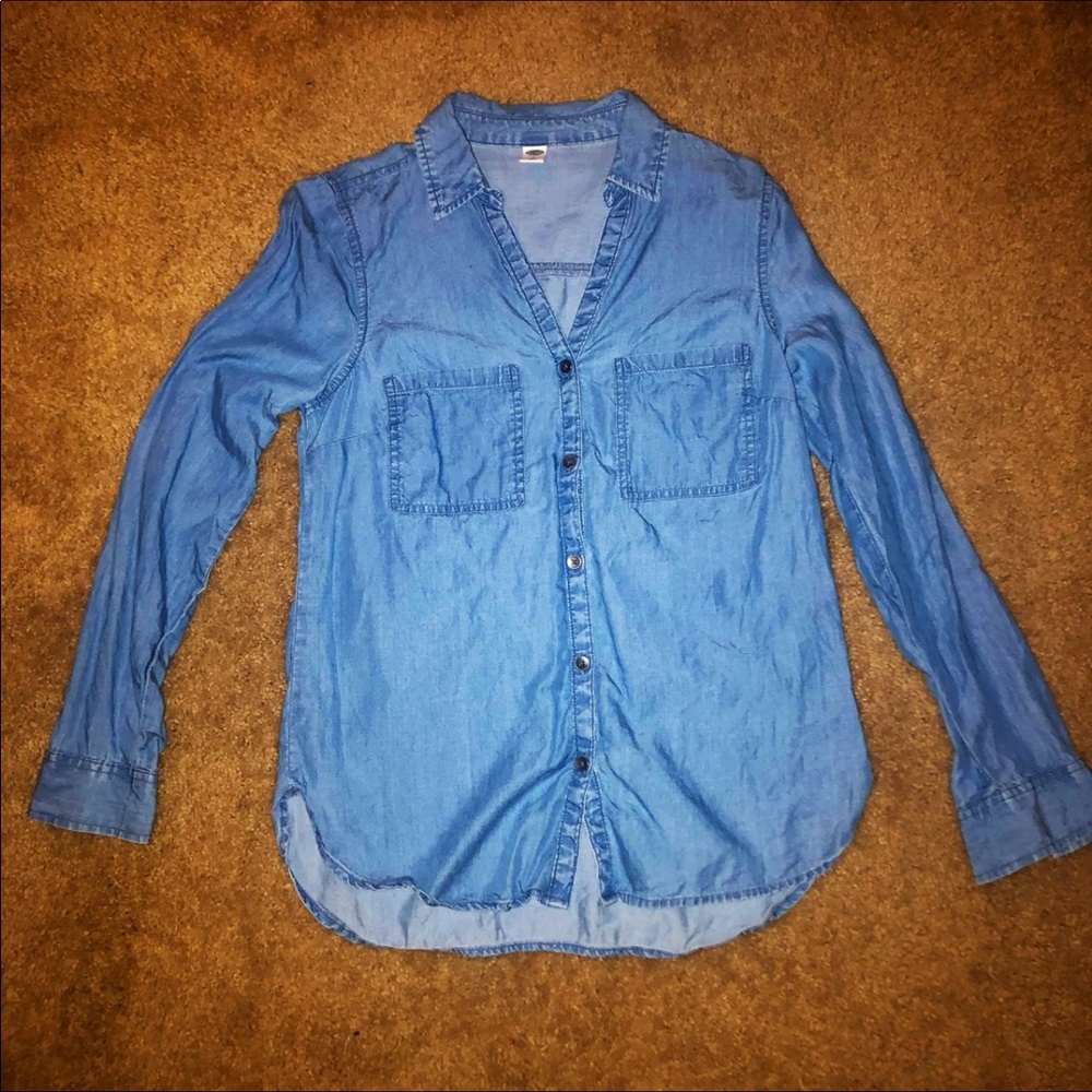Womens Old Navy Light Blue Denim Button